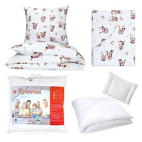 Zestaw pościeli  100x160 + 50x60 + prześcieradło we wzorze 80x160 | 228róż | różowa | króliczki