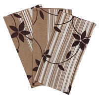 Zestaw poszewek z flaneli 057bra | brązowe | kwiaty i paski