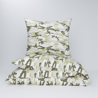 Pościel bawełniana 200x220 + poszewki na poduszkę 2*70x80 | morobr | beżowa | moro