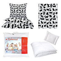 Zestaw pościeli 100x160 + 40x60 + prześcieradło we wzorze 80x160 | 288bia | biało czarna | koty