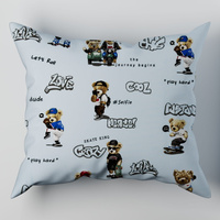 Poszewka bawełniana na poduszkę 50x50 | 062nie | niebieska | skatepark