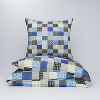 Pościel z kory 140x200 + poszewka na poduszkę 70x80 | 107nieb | niebieska | patchwork