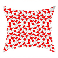 Poszewka bawełniana na jaśka 40x40 | 224red | szaro czerwona | czapki Mikołajowe