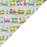 Apaszka bandamka bandana chustka | 266sza | szaro żółta | pociągi