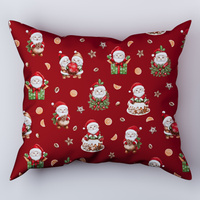 Zestaw pościeli  100x160 + 40x60 + prześcieradło we wzorze 80x160 | 002bor | bordowa | świąteczna Mikołaje