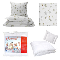 Zestaw pościeli  100x160 + 50x60 + prześcieradło we wzorze 80x160 | 179ges | biała | gęsi