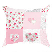 Poszewka z kory 40x40 | 137róż | różowa | patchwork z sercami