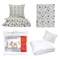 Zestaw pościeli 100x160 + 40x60 + prześcieradło we wzorze 80x160 | 016bra | biało brązowa | dinozaury