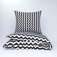 Pościel z kory 200x220 + poszewki na poduszkę 2*70x80 | 407czarny | czarna | zygzaki