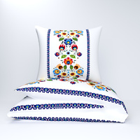 Pościel bawełniana 160x200 + 70x80 + 40x40 | 419bnb | biała | kwiaty regionalne