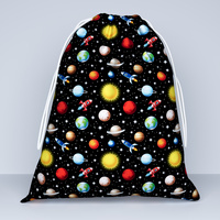 Worek na pościel do przedszkola żłobka | 202czr | czarna | kosmos