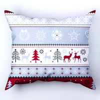 Poszewka bawełniana na poduszkę 50x70 | 446red | szaro czerwona | renifery świąteczna