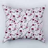 Poszewka bawełniana na jaśka 40x40 | 415bor | biało bordowa | kwiaty