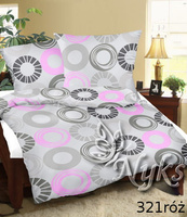 Pościel z kory 140x200 + poszewki na poduszkę 2*70x80 | 321róż | szaro różowa | geometryczny