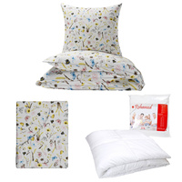 Zestaw pościeli  100x160 + 40x60 + prześcieradło we wzorze 80x160 | 004pol | biała | polne kwiaty