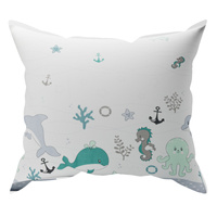 Poszewka bawełniana na poduszkę 40x70 | 235mie | biało miętowa | morski