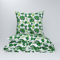 Pościel z kory 160x200 + 70x80 + 40x40 | 032jabłko | zielona | liście monstery