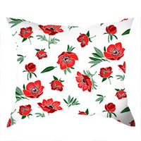 Poszewka bawełniana na poduszkę 40x70 | 126red | biało czerwona | kwiaty maki