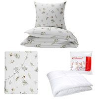 Zestaw pościeli  100x160 + 40x60 + prześcieradło we wzorze 80x160 | 179ges | biała | gęsi