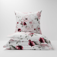 Pościel bawełniana 180x200 + poszewki na poduszkę 2*70x80 | 426róż | biało różowa | kwiat jabłoni