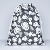 Worek szkolny na buty | 277sza | szary | liście monstera