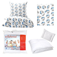 Zestaw pościeli  100x160 + 40x60 + prześcieradło we wzorze 80x160 | 135pirat | biało niebieska | piraci