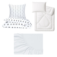 Zestaw pościeli  100x160 + 40x60 + prześcieradło jersey 80x160 | 002bor | bordowa | świąteczna Mikołaje