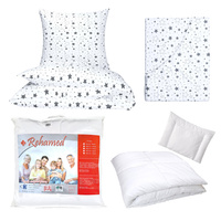 Zestaw pościeli 100x160 + 40x60 + prześcieradło we wzorze 80x160 | 108sza | szara | gwiazdki