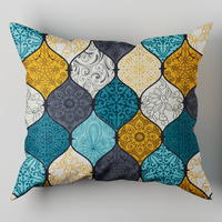 Poszewka bawełniana na jaśka 40x40 | 163trk | żółto turkusowa | boho