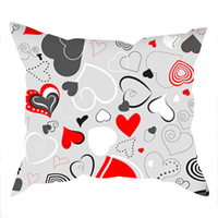 Poszewka z kory 40x40 | 071red | szaro czerwona | Walentynkowe serca