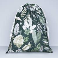 Worek na pościel do przedszkola żłobka | 499but | zielona | liście