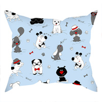 Poszewka bawełniana na jaśka 40x40 | 189jas | niebieska | psy pieski