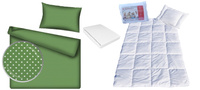 Komplet 100x160 + 50x60 + prześcieradło jersey 80x160 groszki zielone
