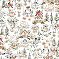 Worek na pościel do przedszkola żłobka | 166swi | beżowa | świąteczna zimowa