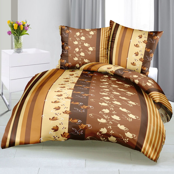 Pościel z kory 200x220 + poszewki na poduszkę 2*70x80 | 375bra | brązowa | kwiaty