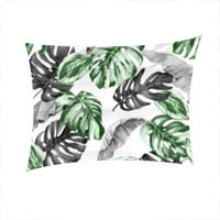 Poszewka z kory 50x60 | 455b-z | biało zielona | liście monstera
