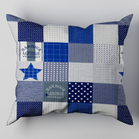 Poszewka z kory 40x40 | 190cha | niebieska | Patchwork z gwiazdą