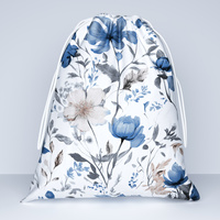 Worek na pościel do przedszkola żłobka | 382nie | biała | kwiaty piwonie