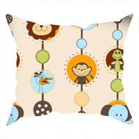 Poszewka bawełniana na jaśka 40x40 | 138zoo | kremowa | zwierzątka safari