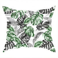 Poszewka z kory 70x80 | 455b-z | biało zielona | liście monstera