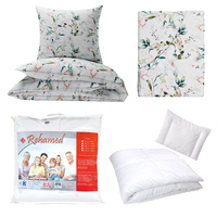 Zestaw pościeli  100x160 + 50x60 + prześcieradło we wzorze 80x160 | 131kol | biała | kwiaty i kolibry