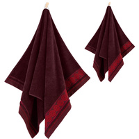 Komplet ręczników z bawełny egipskiej 50x90 70x140 rondo bordo