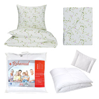 Zestaw pościeli 100x160 + 40x60 + prześcieradło we wzorze 80x160 | 121ecr | ecri | bluszcz i kwiaty