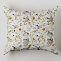 Poszewka bawełniana na poduszkę 50x50 | 075zol | biało żółta | dzika róża