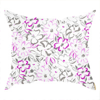 Poszewka z kory 50x60 | 012róż | szaro różowa | kwiaty