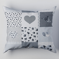 Poszewka bawełniana na jaśka 40x40 | 137sza | szara | patchwork serca