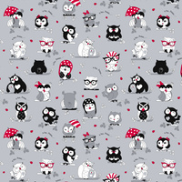 Worek na pościel do przedszkola żłobka | 148scz | szara | sowy zwierzątka