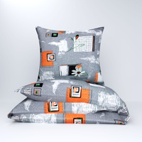 Pościel z kory 140x200 + 70x80 + 40x40 | 041s-c | szaro czerwona | kwiaty