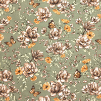 Worek na pościel do przedszkola żłobka | 359oli | oliwkowa | kwiaty