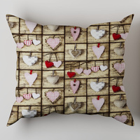 Poszewka z kory 50x60 | 073bra | brązowa | patchwork z sercami